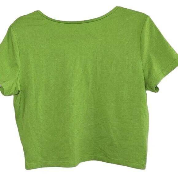 Wild Fable Green V-Neck Crop Top XXL Soft Stretch Cotton Blend Short Sleeve - Picture 2 of 6